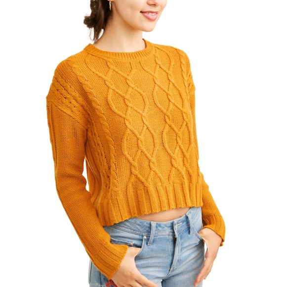 Derek Heart Sweaters - (2/$35 Deal) Mustard Yellow Cableknit Sweater